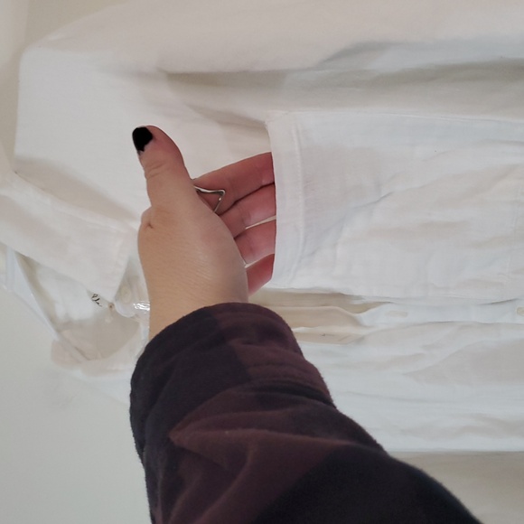 NWT Elan Oversized Cotton Tunic Top Size Small Cinched Waist White Button Down - Picture 5 of 13